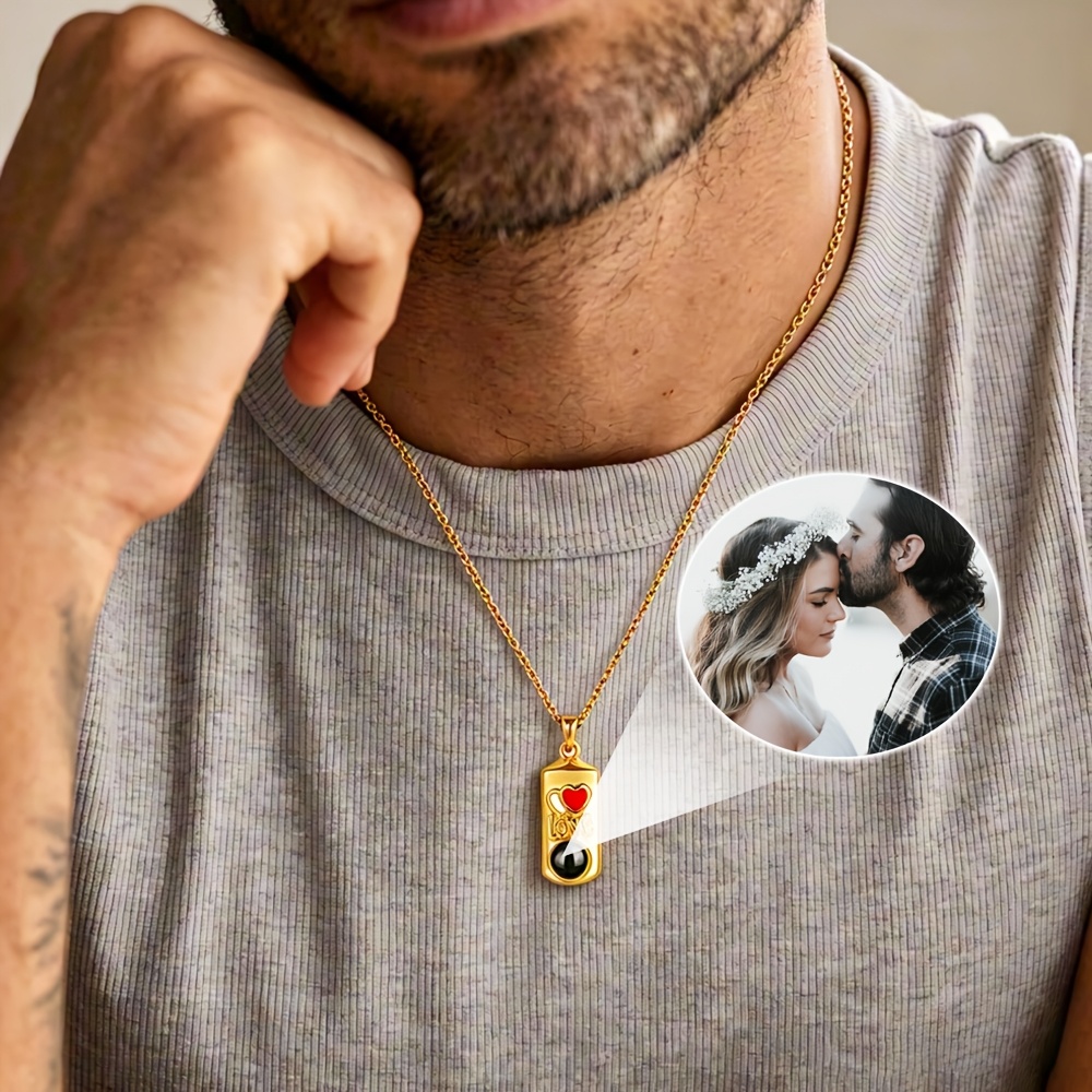 Custom Photo Stainless Steel Heart Shaped Projection Necklace
